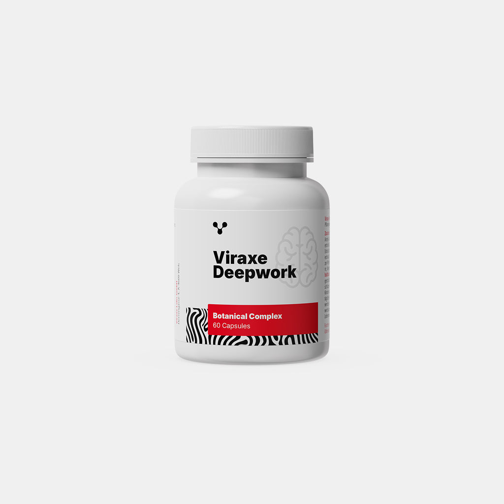 Viraxe Deepwork botanical brain complex supplement bottle — 60 capsules